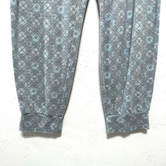 Sonoma PJ Stretch Soft Jogger Pajama Pants Gray Blue Floral Print Size Large - Picture 3 of 6